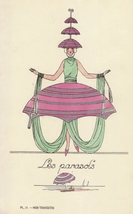 Framed Print : Woman in parasols fancy dress Framed Print : Woman in parasols fancy dress