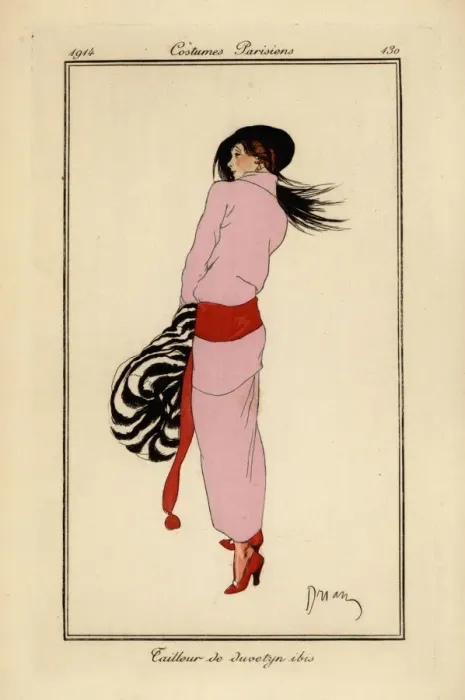 Framed Print : Woman in pink duvetyn suit Framed Print : Woman in pink duvetyn suit