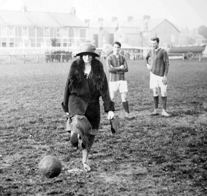 Framed Print : Woman playing football Framed Print : Woman playing football
