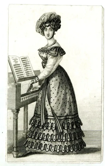 Framed Print : Woman playing a harpsichord or piano Framed Print : Woman playing a harpsichord or piano
