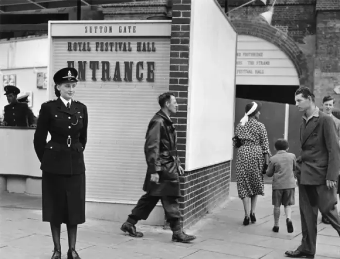 Framed Print : Woman police officer at Festival of Britain, London Framed Print : Woman police officer at Festival of Britain, London