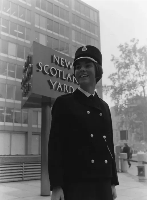 Framed Print : Woman police officer in new Hartnell uniform, London Framed Print : Woman police officer in new Hartnell uniform, London