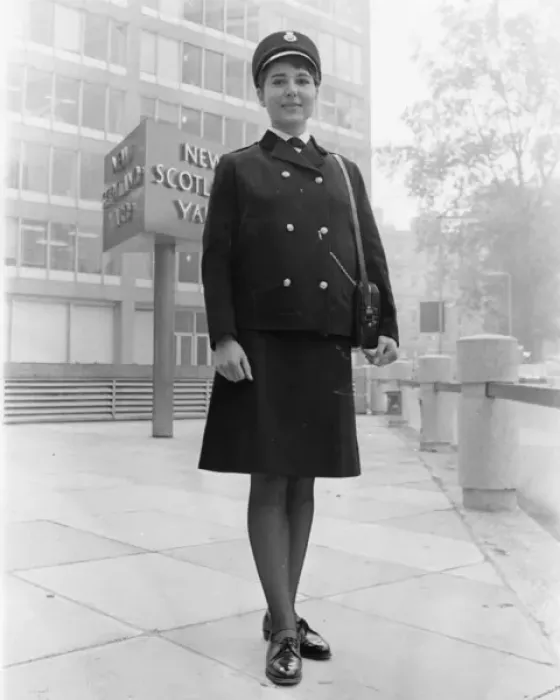 Framed Print : Woman police officer in new Hartnell uniform, London Framed Print : Woman police officer in new Hartnell uniform, London