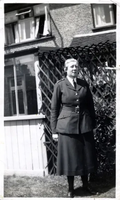 Framed Print : Woman police officer off duty, Epsom, WW2 Framed Print : Woman police officer off duty, Epsom, WW2