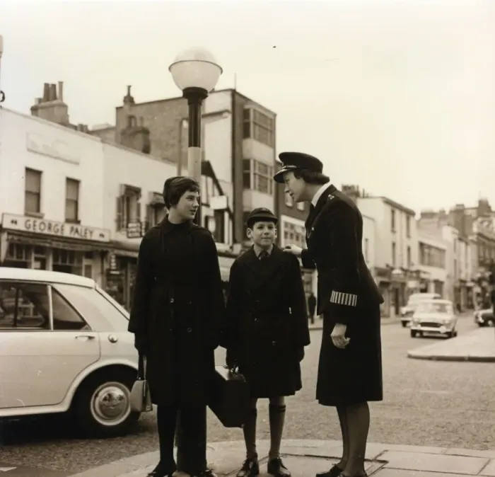 Framed Print : Woman police officer on traffic duty, London Framed Print : Woman police officer on traffic duty, London