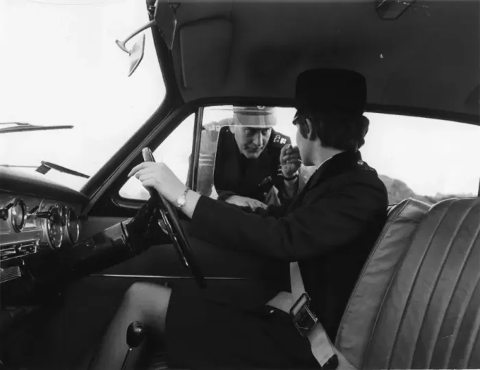 Framed Print : Woman police officer undergoing driving training Framed Print : Woman police officer undergoing driving training