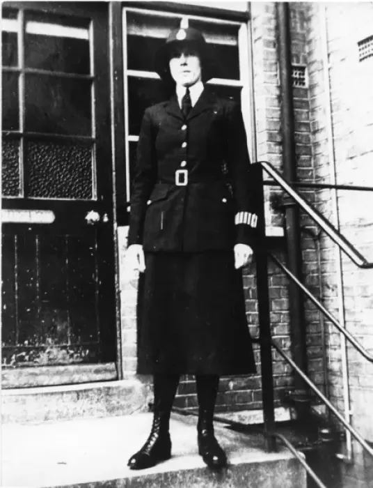 Framed Print : Woman police officer W Gould at Woolwich, SE London Framed Print : Woman police officer W Gould at Woolwich, SE London