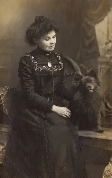 Framed Print : Woman with Pomeranian Framed Print : Woman with Pomeranian