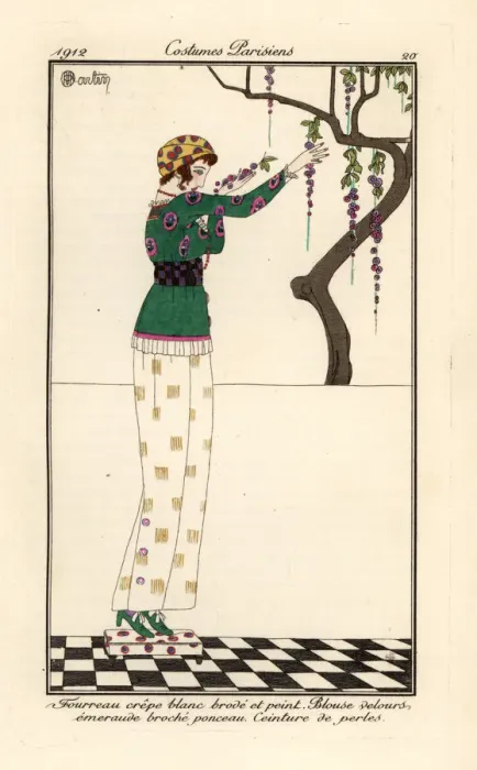 Framed Print : Woman in a printed and embroidered sheath dress Framed Print : Woman in a printed and embroidered sheath dress
