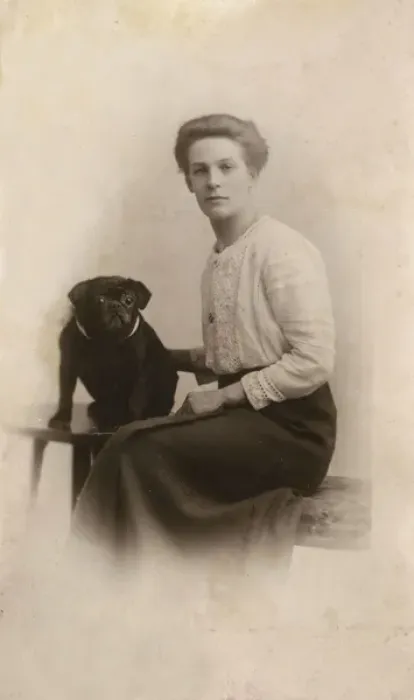 Framed Print : Woman with Pug Framed Print : Woman with Pug