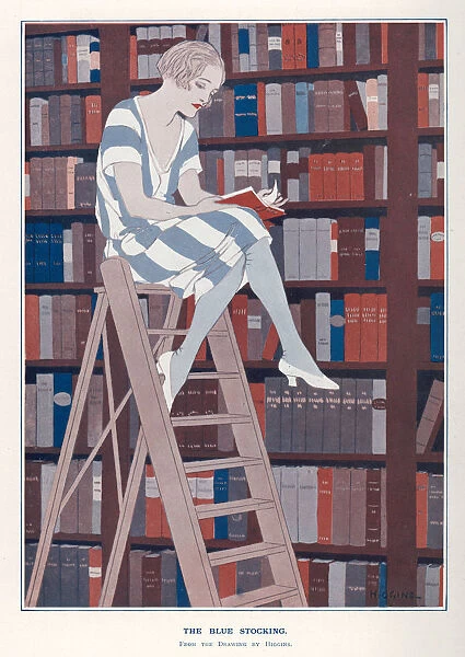 Woman reading in library