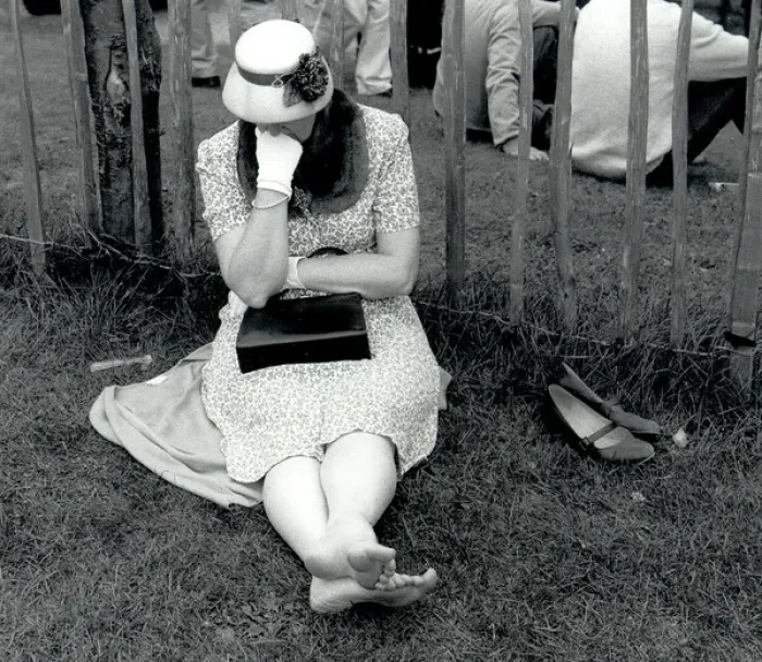 Framed Print : Woman resting on grass at Goodwood, West Sussex Framed Print : Woman resting on grass at Goodwood, West Sussex