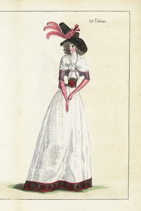 Framed Print : Woman in satin caraco and petticoats, 1791 Framed Print : Woman in satin caraco and petticoats, 1791