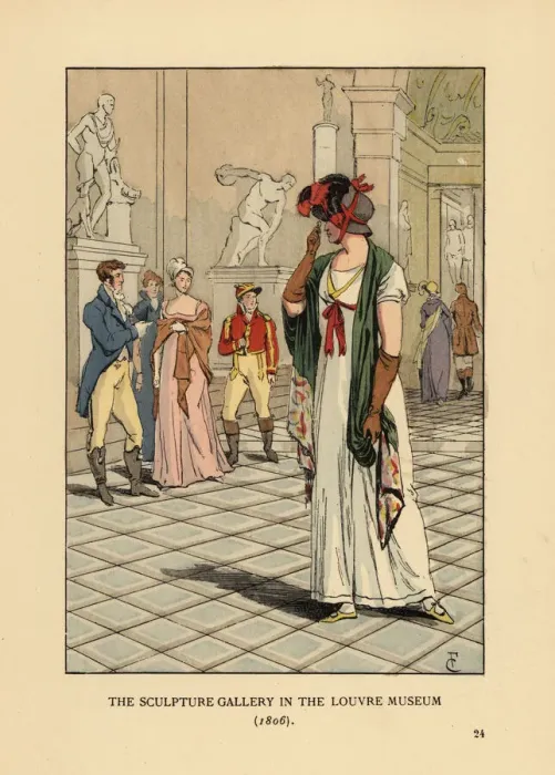 Framed Print : Woman in the sculpture gallery in the Louvre Museum, 1806 Framed Print : Woman in the sculpture gallery in the Louvre Museum, 1806