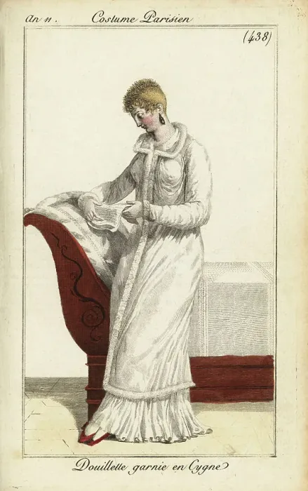 Framed Print : Woman with short hair reading a letter. Paris, 1803 Framed Print : Woman with short hair reading a letter. Paris, 1803