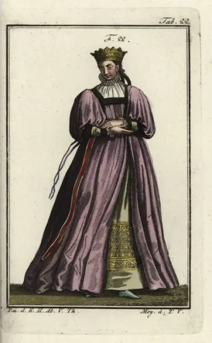 Framed Print : Woman of Silesia, in golden crown and silk dress, 1577 Framed Print : Woman of Silesia, in golden crown and silk dress, 1577