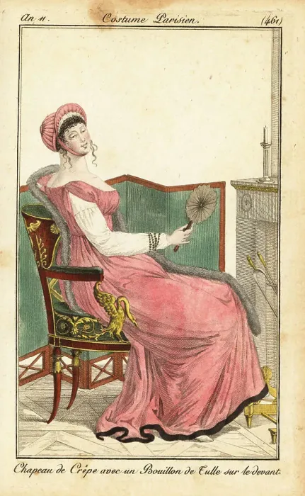 Framed Print : Woman sitting on an Empire chair in a parlour, Paris, 1803 Framed Print : Woman sitting on an Empire chair in a parlour, Paris, 1803