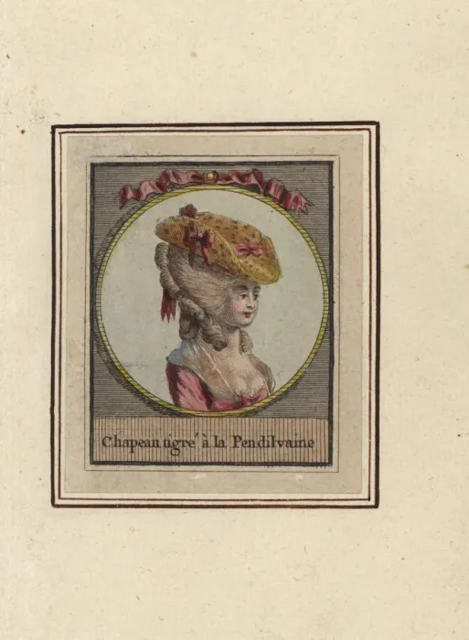 Framed Print : Woman in spotted Pennsylvania hat, 1783 Framed Print : Woman in spotted Pennsylvania hat, 1783