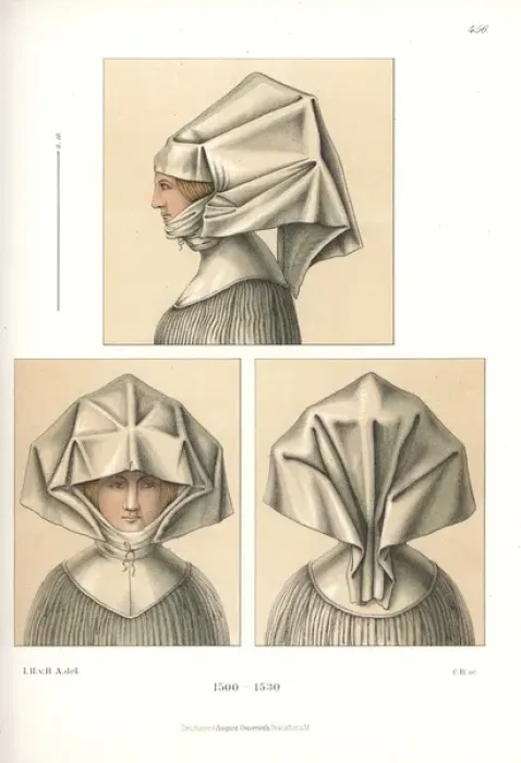 Framed Print : Woman in starched linen headdress known as a Sturz, 16thC Framed Print : Woman in starched linen headdress known as a Sturz, 16thC