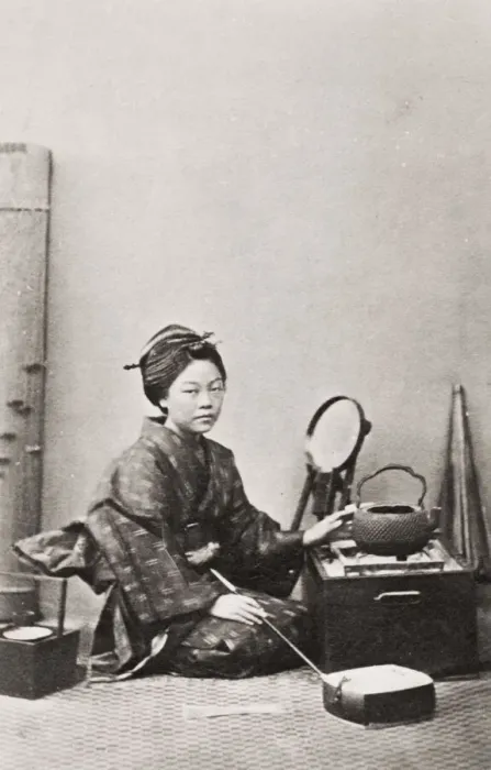 Framed Print : Woman at a stove, Japan Framed Print : Woman at a stove, Japan