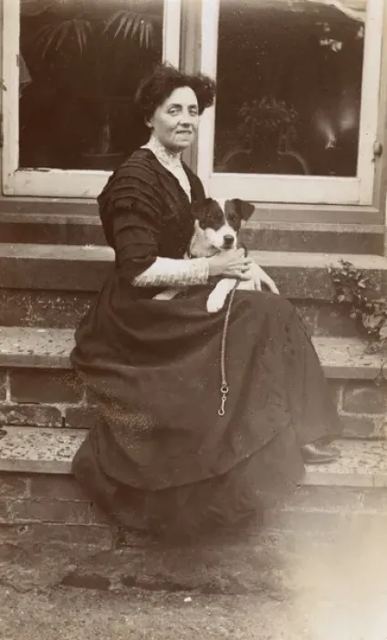 Framed Print : Woman with her Terrier Framed Print : Woman with her Terrier