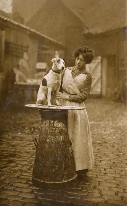 Framed Print : Woman with Terrier Framed Print : Woman with Terrier
