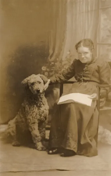 Framed Print : Woman with Terrier Framed Print : Woman with Terrier