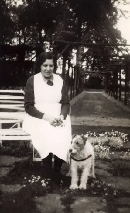 Framed Print : Woman with Terrier in the park