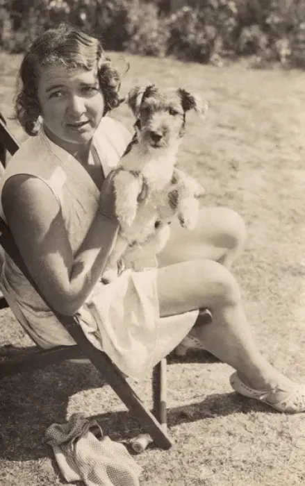 Framed Print : Woman with Terrier in the park Framed Print : Woman with Terrier in the park