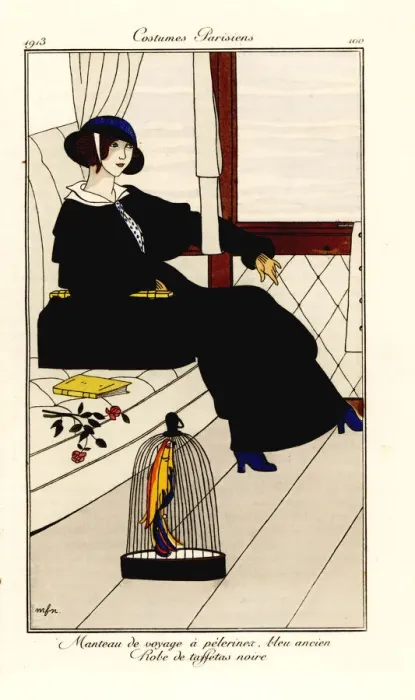Framed Print : Woman in a train in pelerinex jacket and taffeta dress, 1913 Framed Print : Woman in a train in pelerinex jacket and taffeta dress, 1913