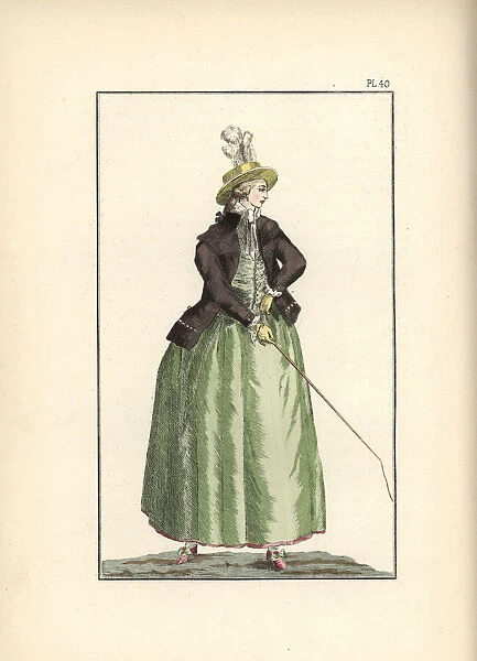 Woman in traveling clothes for riding a cabriolet, 1787