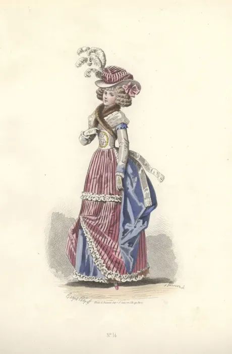 Framed Print : Woman in tricolor outfit, era of Marie Antoinette Framed Print : Woman in tricolor outfit, era of Marie Antoinette