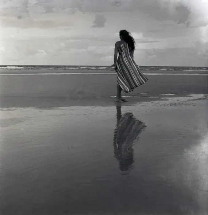 Framed Print : Woman on a twilight beach Framed Print : Woman on a twilight beach