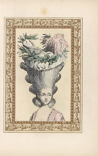 Woman in the Victory bonnet crowned with leaves and feathers