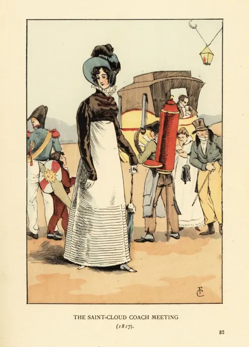 Framed Print : Woman waiting for the Saint Cloud stage coach, 1817 Framed Print : Woman waiting for the Saint Cloud stage coach, 1817