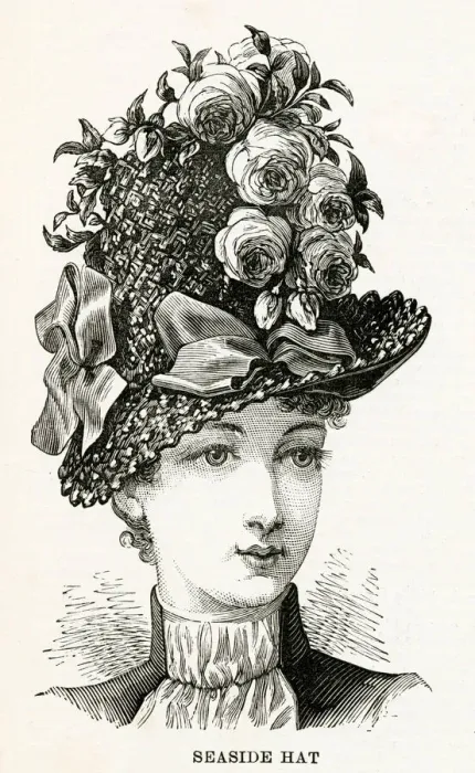 Framed Print : Woman wearing a coarse brown straw hat, lined with brown velvet shade mordore Framed Print : Woman wearing a coarse brown straw hat, lined with brown velvet shade mordore