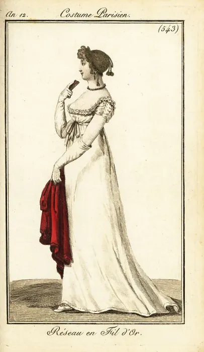 Framed Print : Woman wearing her hair in a gold wire hairnet, Paris, 1804 Framed Print : Woman wearing her hair in a gold wire hairnet, Paris, 1804