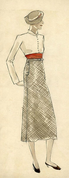 Woman wearing high waist skirt 1930