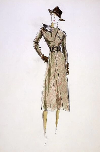 Woman wearing NY City day dress, 1934