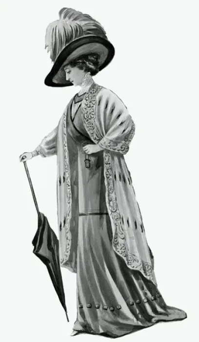 Framed Print : Woman wearing piped tunic skirt 1909 Framed Print : Woman wearing piped tunic skirt 1909