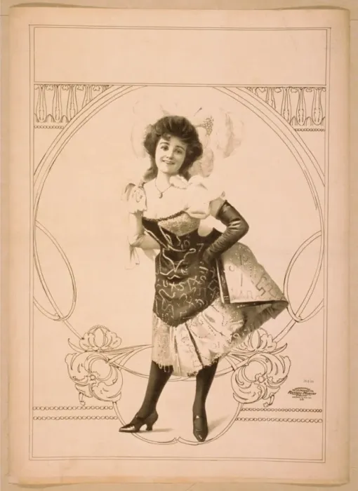Framed Print : Woman wearing short skirted dress with hands on hips and fea Framed Print : Woman wearing short skirted dress with hands on hips and fea