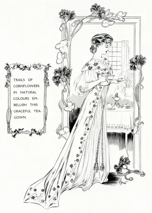 Framed Print : Woman wearing tea gown 1907 Framed Print : Woman wearing tea gown 1907