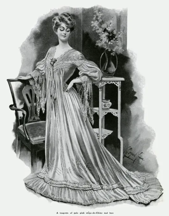Framed Print : Woman wearing teagown 1905 Framed Print : Woman wearing teagown 1905