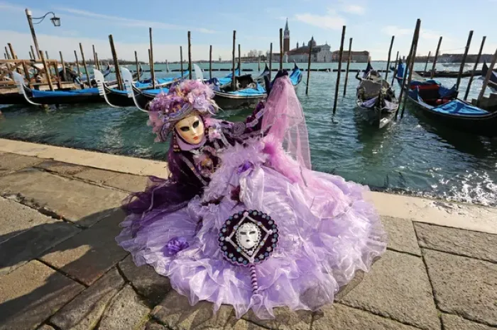 Framed Print : Woman wearing Venice Carnival Costume