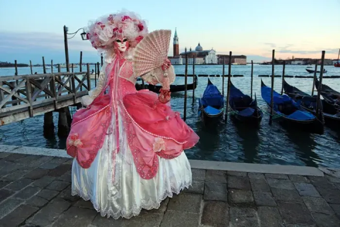 Framed Print : Woman wearing Venice Carnival Costume