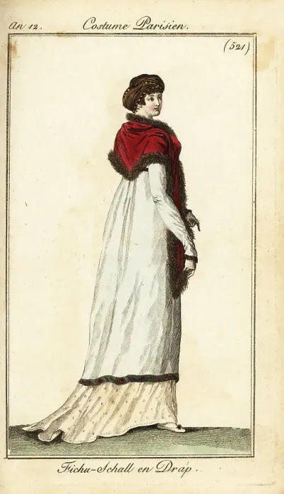 Framed Print : Woman wearing a wool kerchief-shawl, Paris, 1803 Framed Print : Woman wearing a wool kerchief-shawl, Paris, 1803