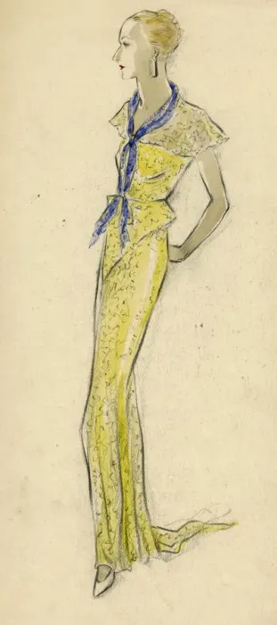 Framed Print : Woman wearing yellow dress 1930s Framed Print : Woman wearing yellow dress 1930s