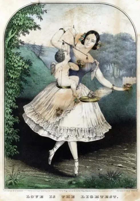Framed Print : Woman weighing love and a butterfly on scales Framed Print : Woman weighing love and a butterfly on scales