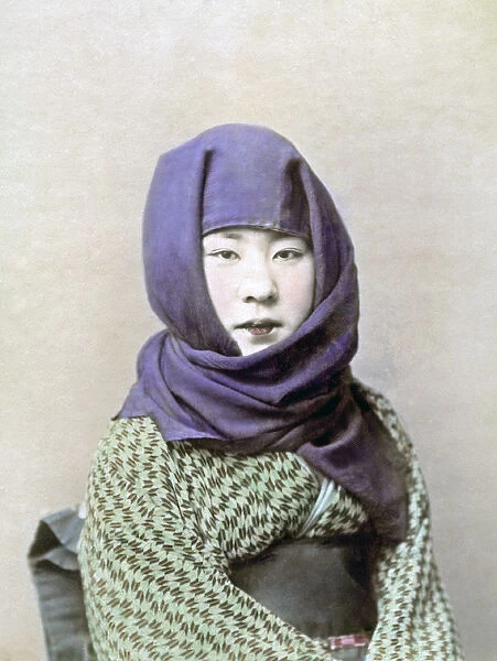 Woman with winter scarf, Japan, circa 1880s