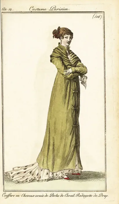 Framed Print : Woman in wool ridingcoat with many collars, Paris, 1803 Framed Print : Woman in wool ridingcoat with many collars, Paris, 1803